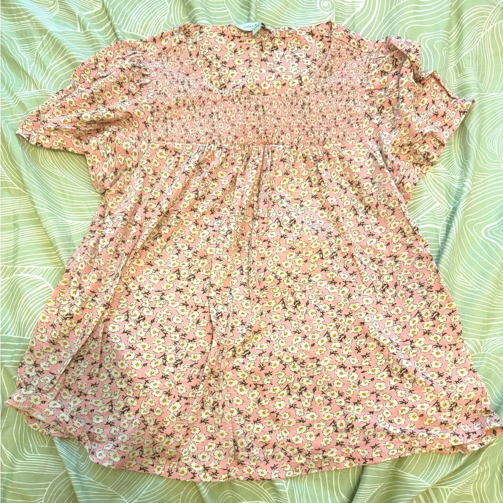 Lucky Brand Pink Floral Shirt Blouse